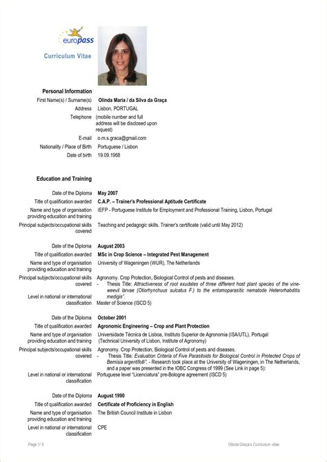 europass cv template